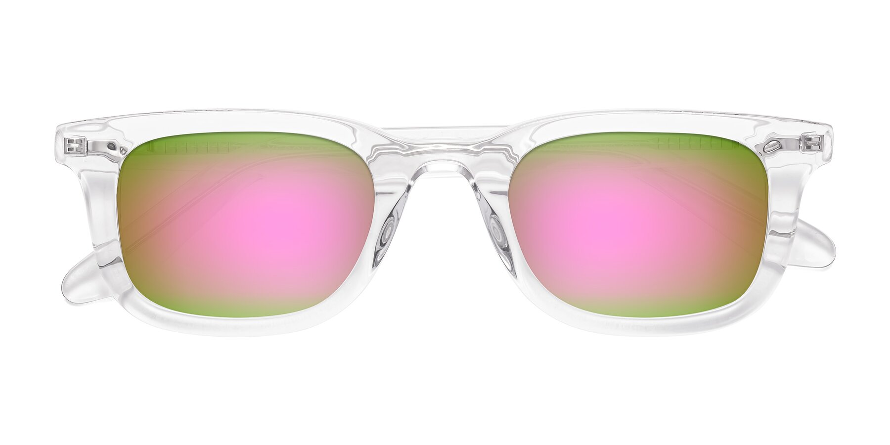 Folded Front of Reid in Clear with Pink Mirrored Lenses