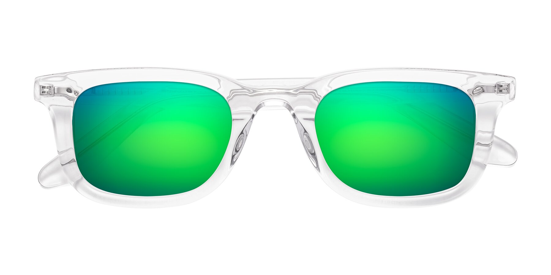 Folded Front of Reid in Clear with Green Mirrored Lenses