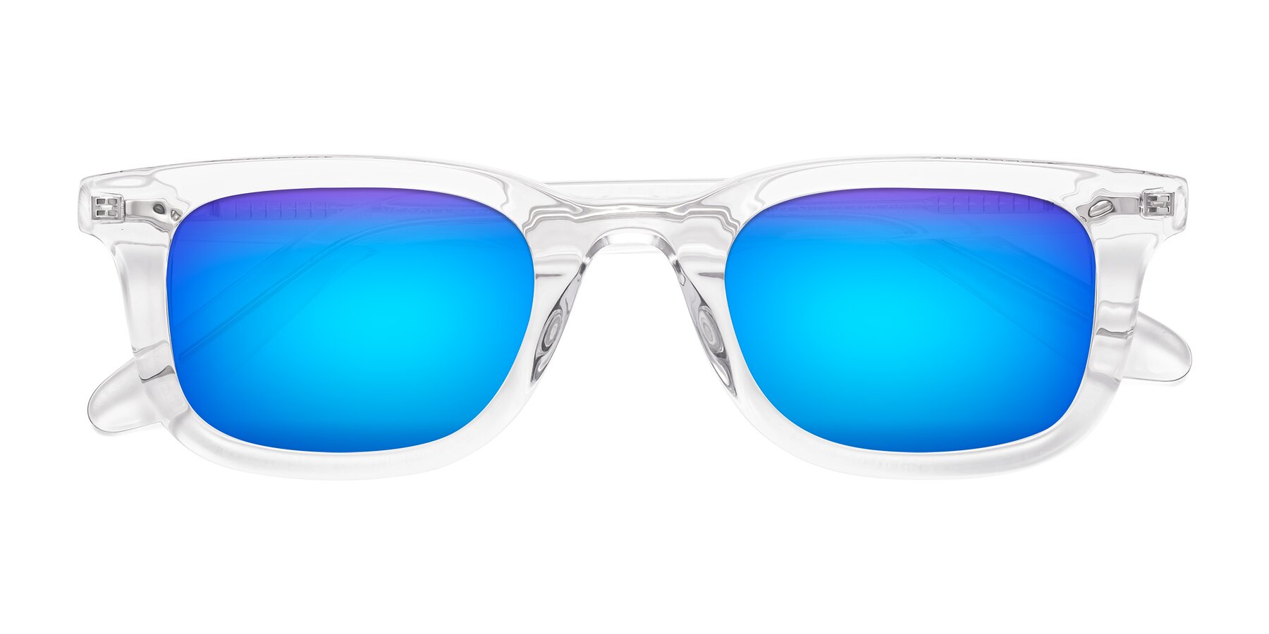 Folded Front of Reid in Clear with Blue Mirrored Lenses