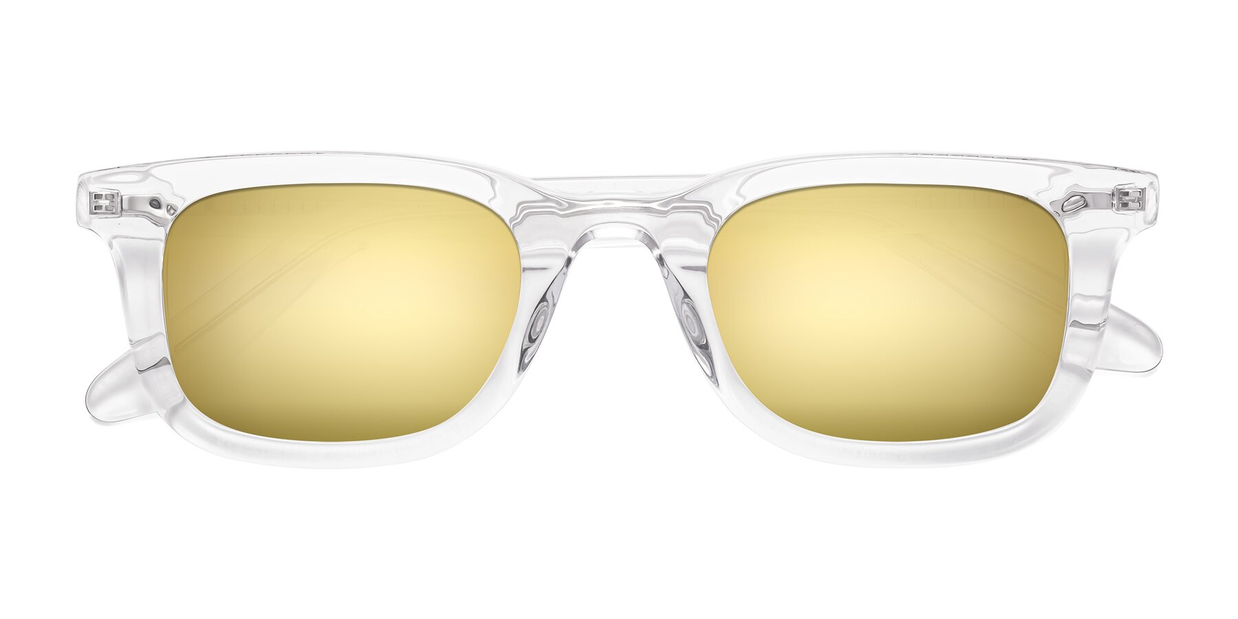 Folded Front of Reid in Clear with Gold Mirrored Lenses