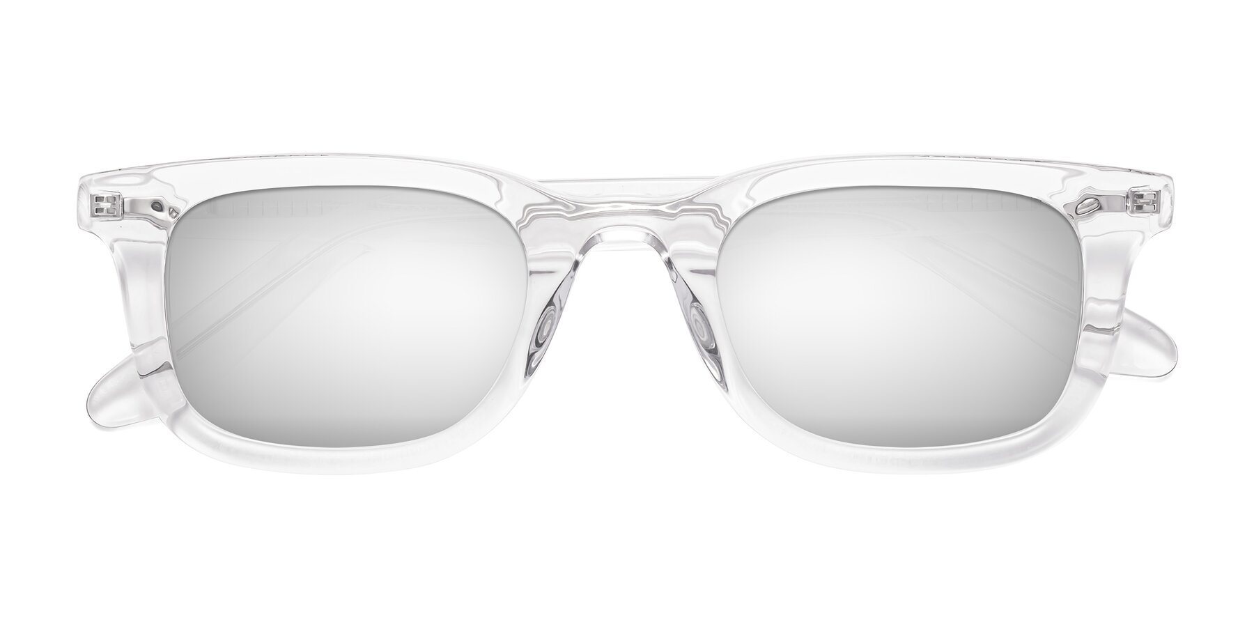 Folded Front of Reid in Clear with Silver Mirrored Lenses