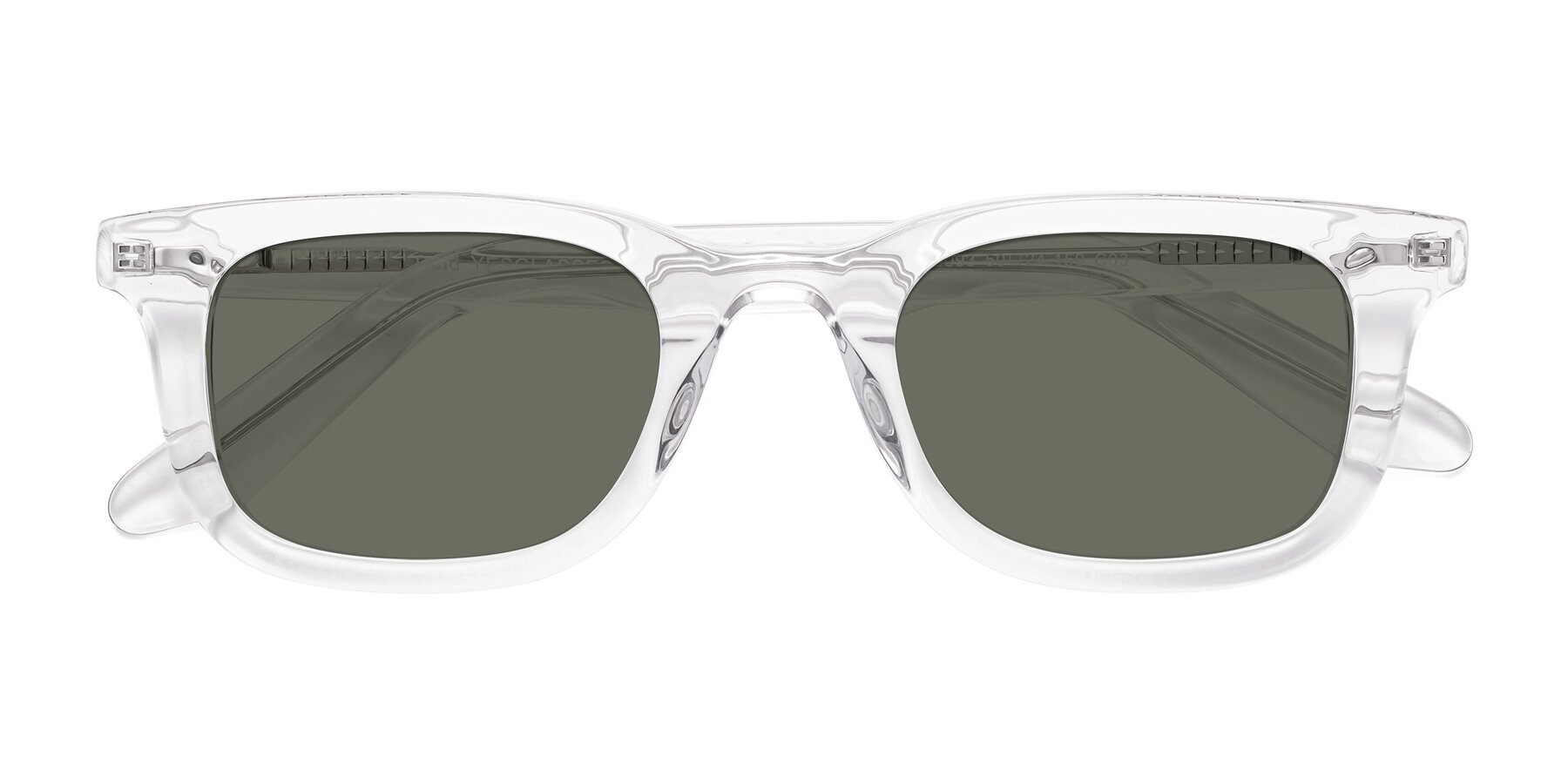 Folded Front of Reid in Clear with Gray Polarized Lenses