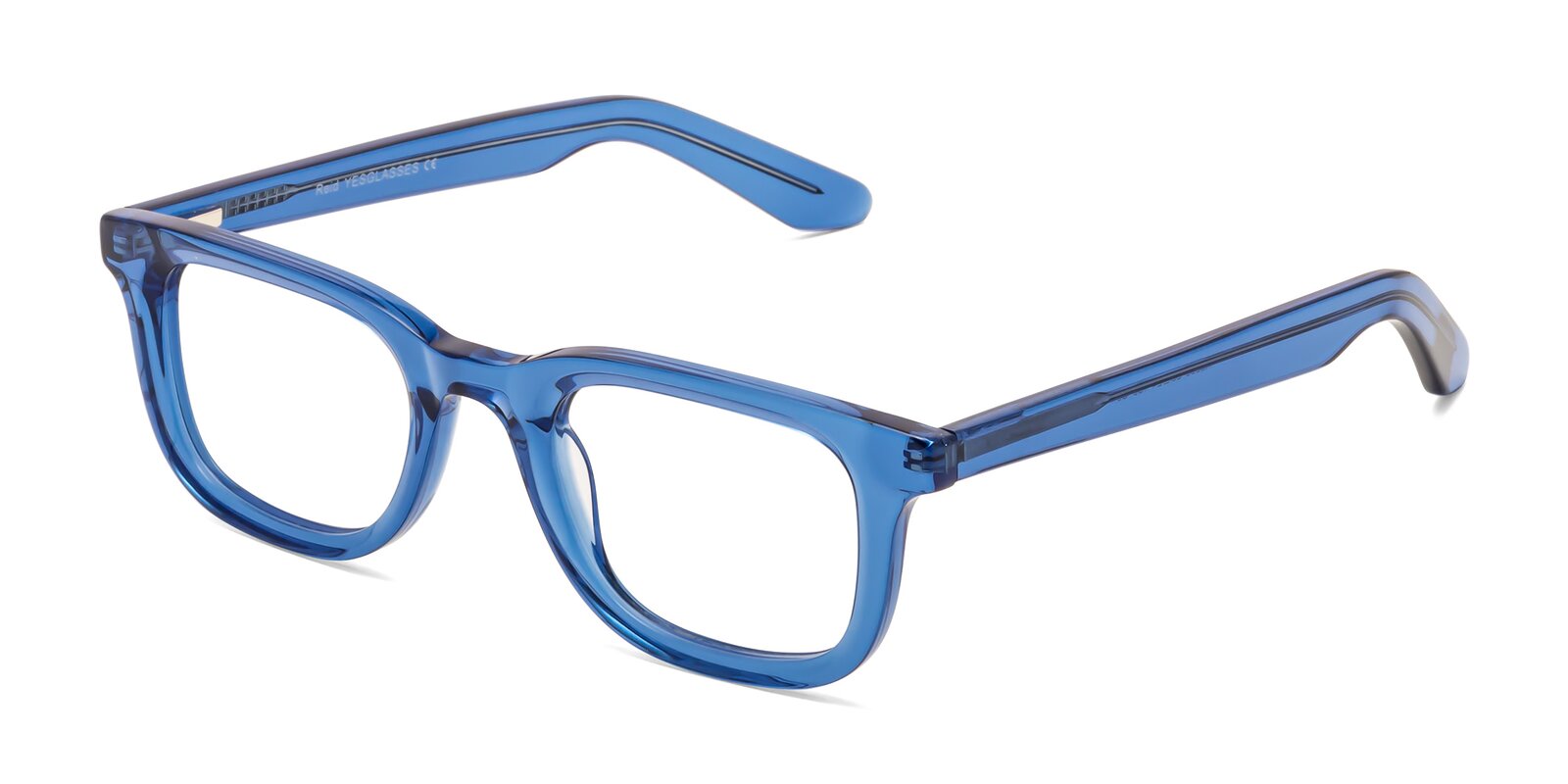 Crystal Blue Classic Acetate Rectangle Eyeglasses - Reid