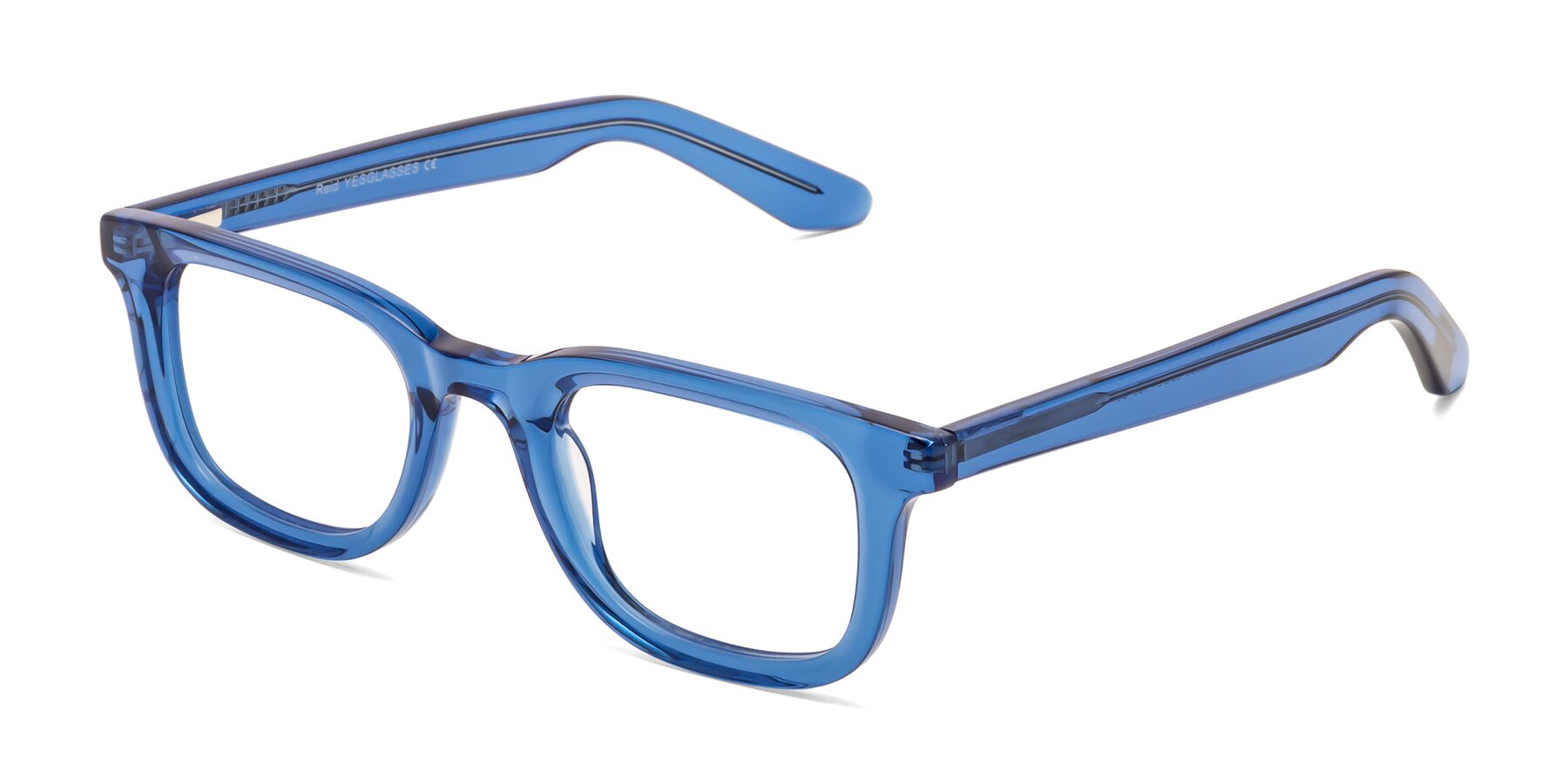 Angle of Reid in Crystal Blue with Clear Eyeglass Lenses