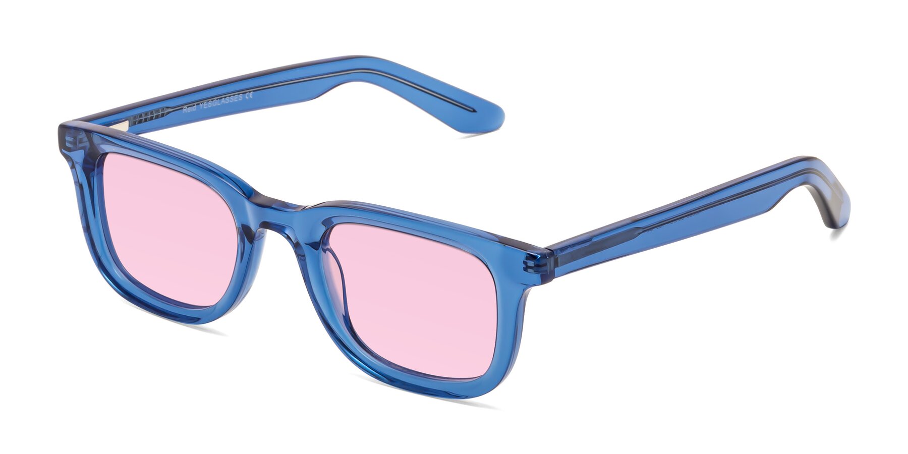 Angle of Reid in Crystal Blue with Light Pink Tinted Lenses