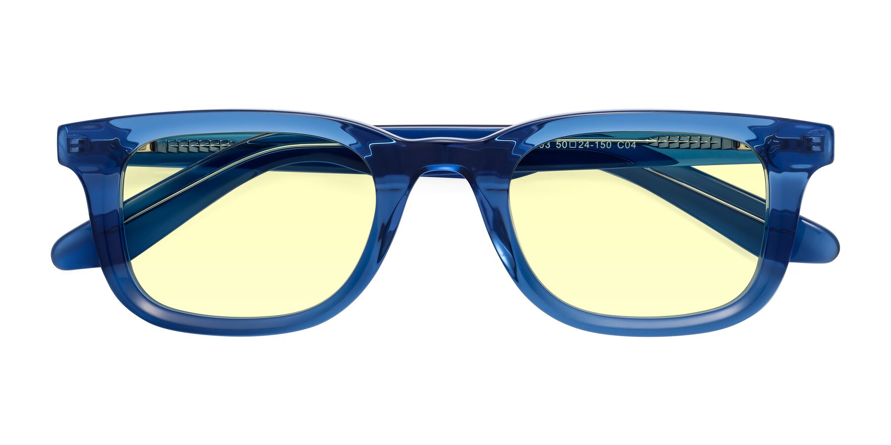 Folded Front of Reid in Crystal Blue with Light Yellow Tinted Lenses