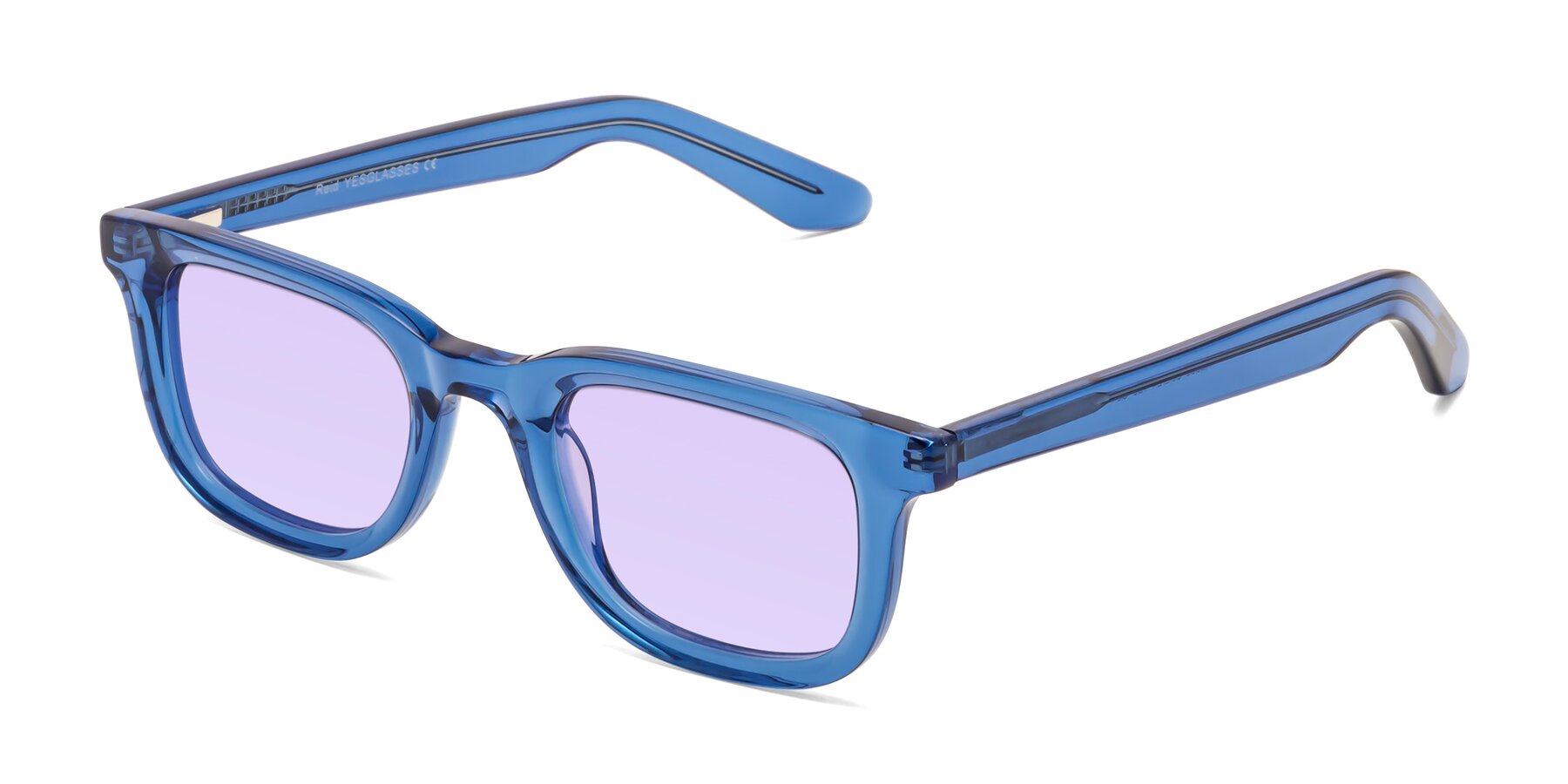 Angle of Reid in Crystal Blue with Light Purple Tinted Lenses