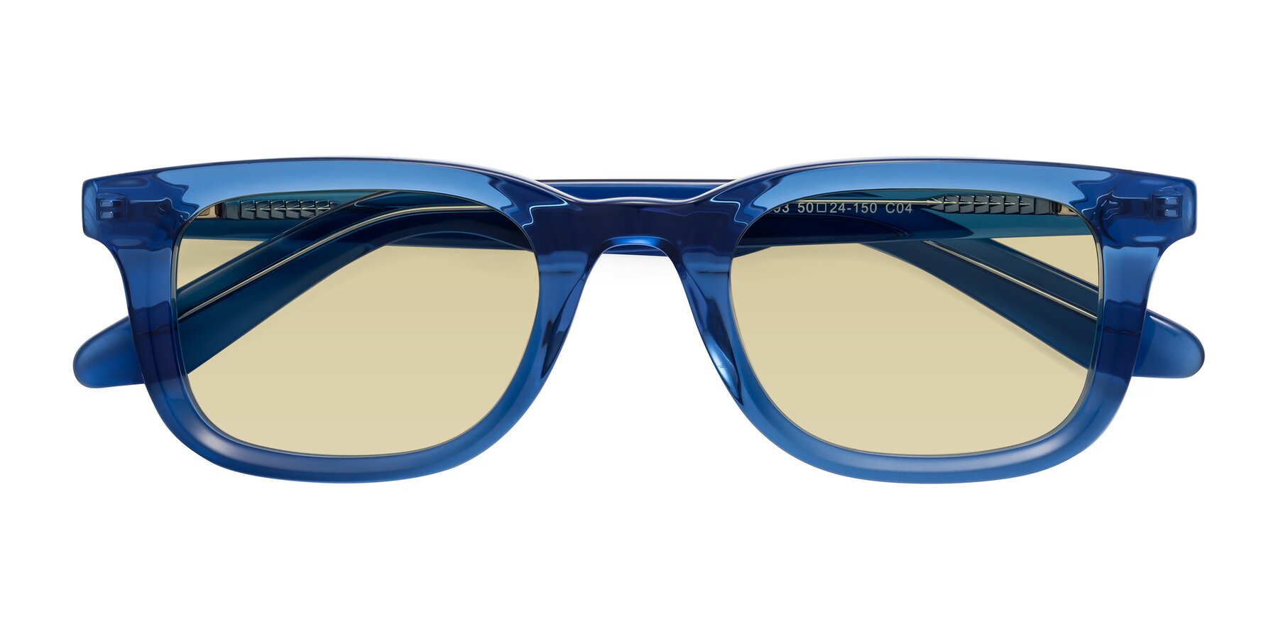 Folded Front of Reid in Crystal Blue with Light Champagne Tinted Lenses