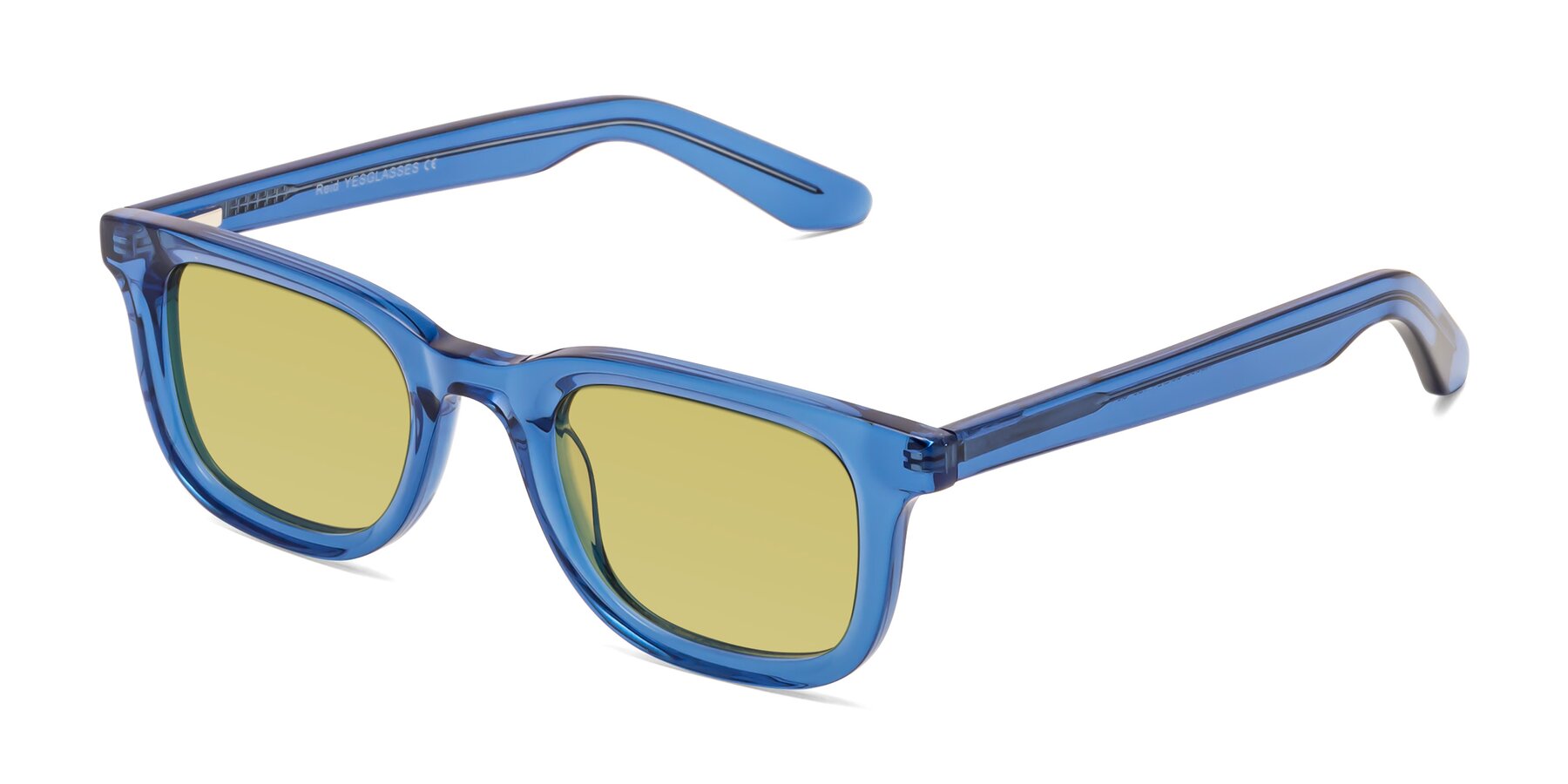Angle of Reid in Crystal Blue with Medium Champagne Tinted Lenses