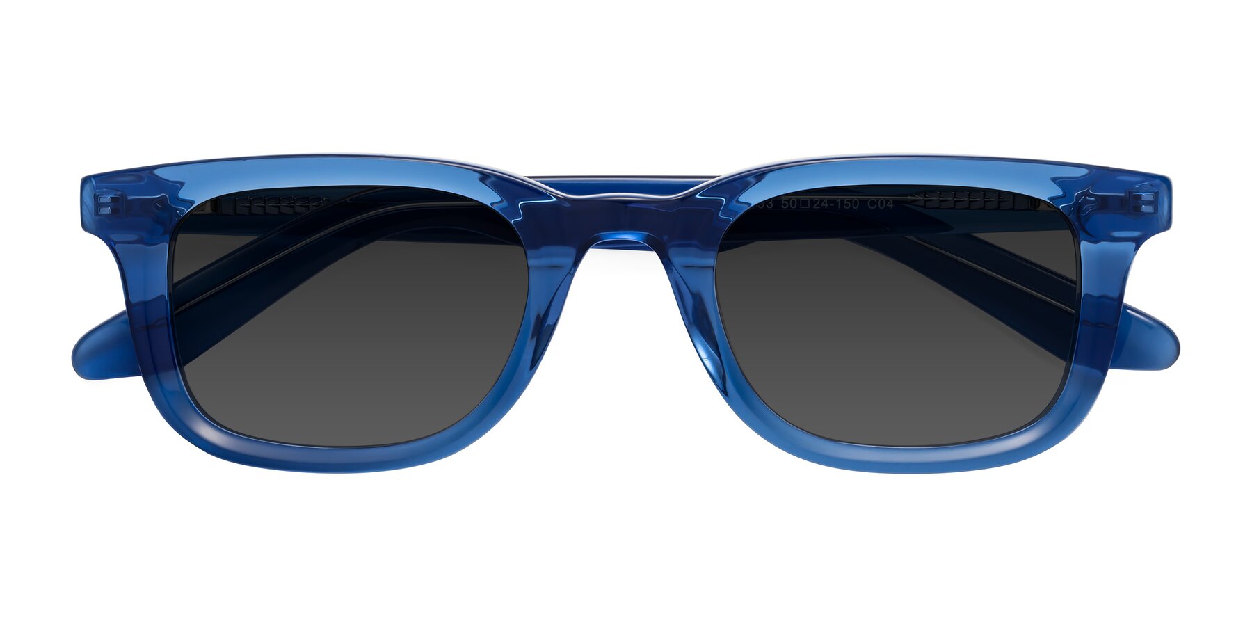 Folded Front of Reid in Crystal Blue with Gray Tinted Lenses