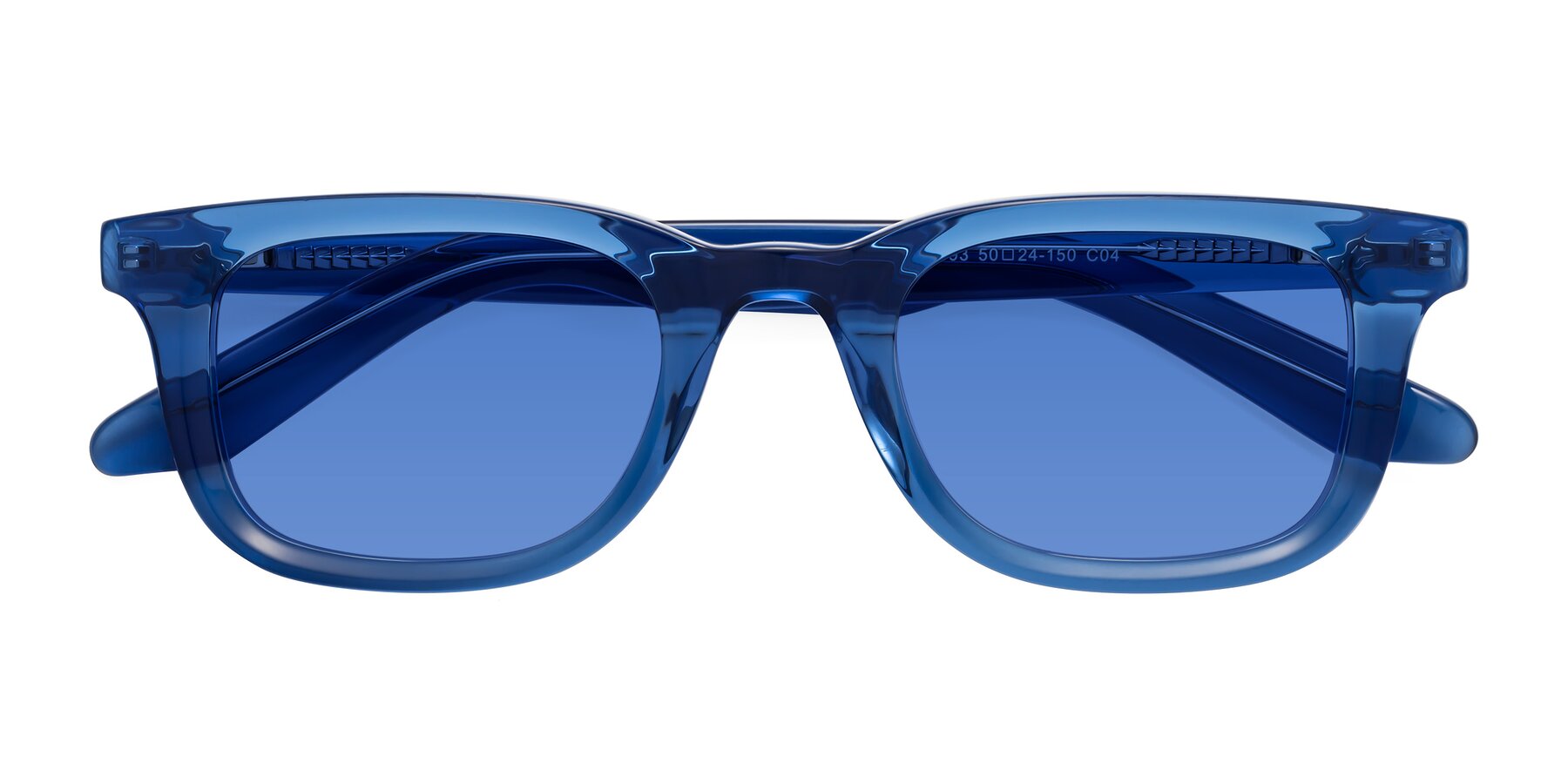 Folded Front of Reid in Crystal Blue with Blue Tinted Lenses