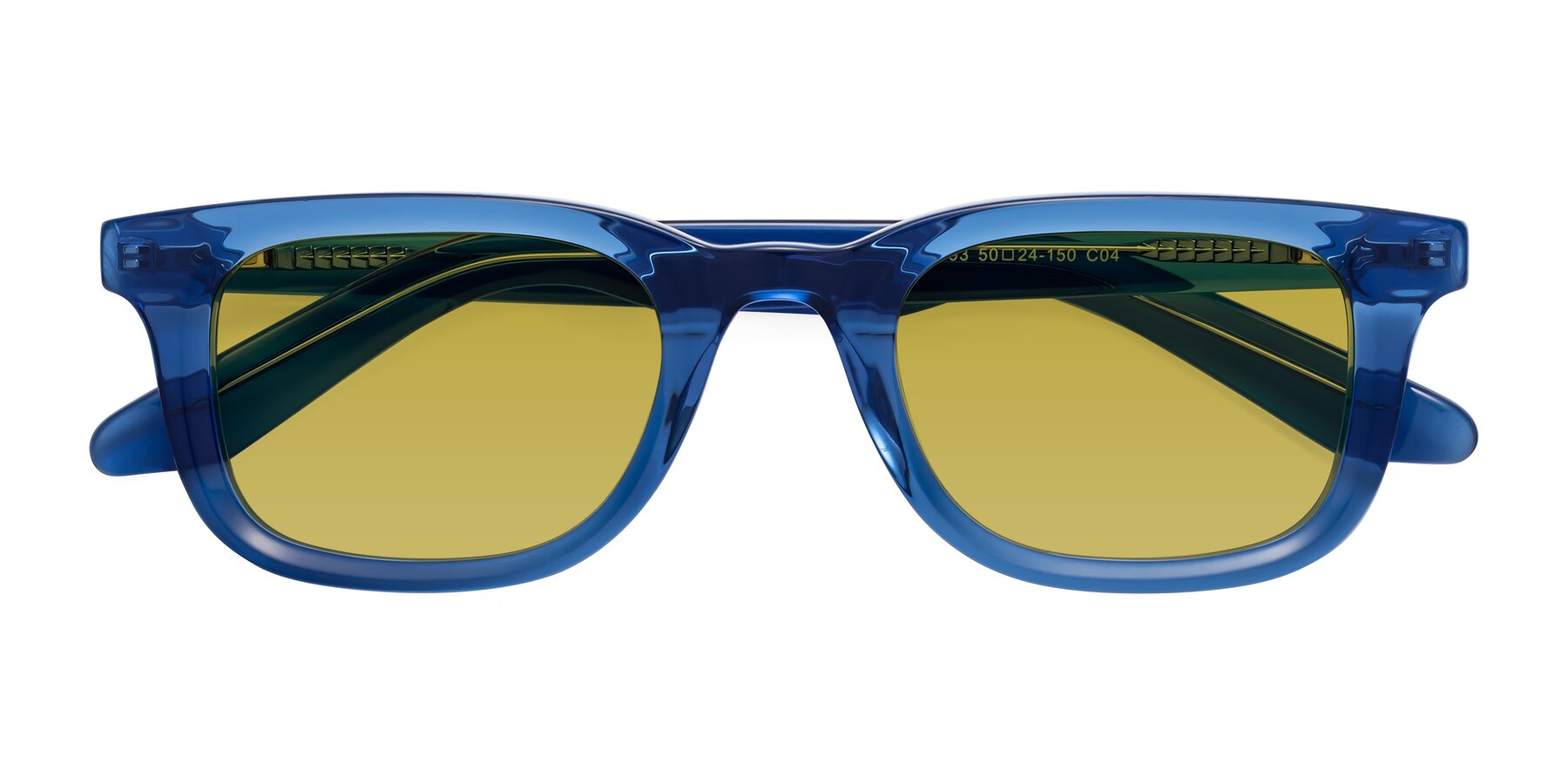 Folded Front of Reid in Crystal Blue with Champagne Tinted Lenses