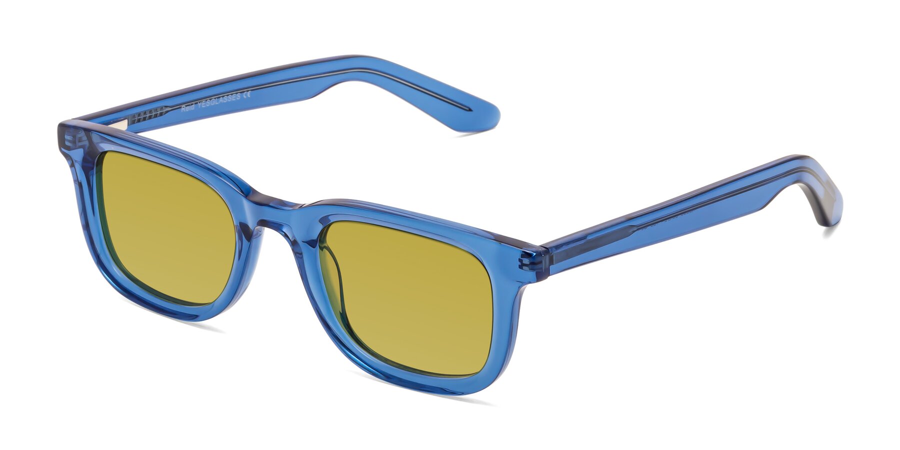 Angle of Reid in Crystal Blue with Champagne Tinted Lenses