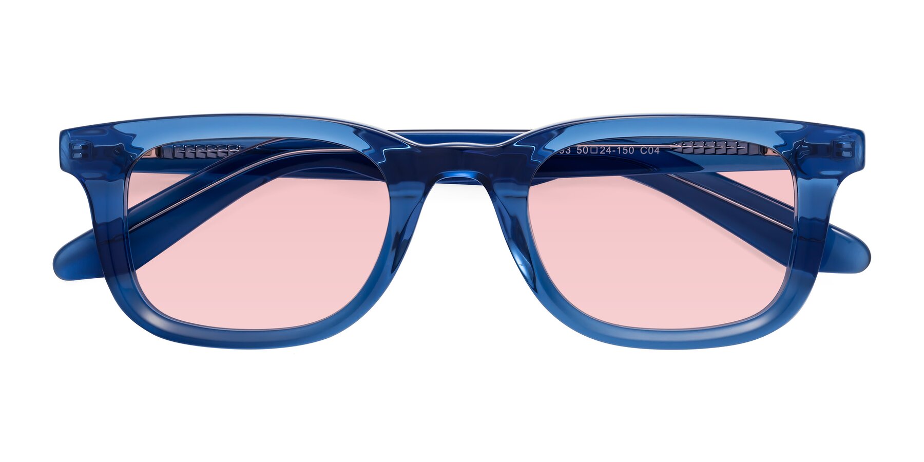 Folded Front of Reid in Crystal Blue with Light Garnet Tinted Lenses