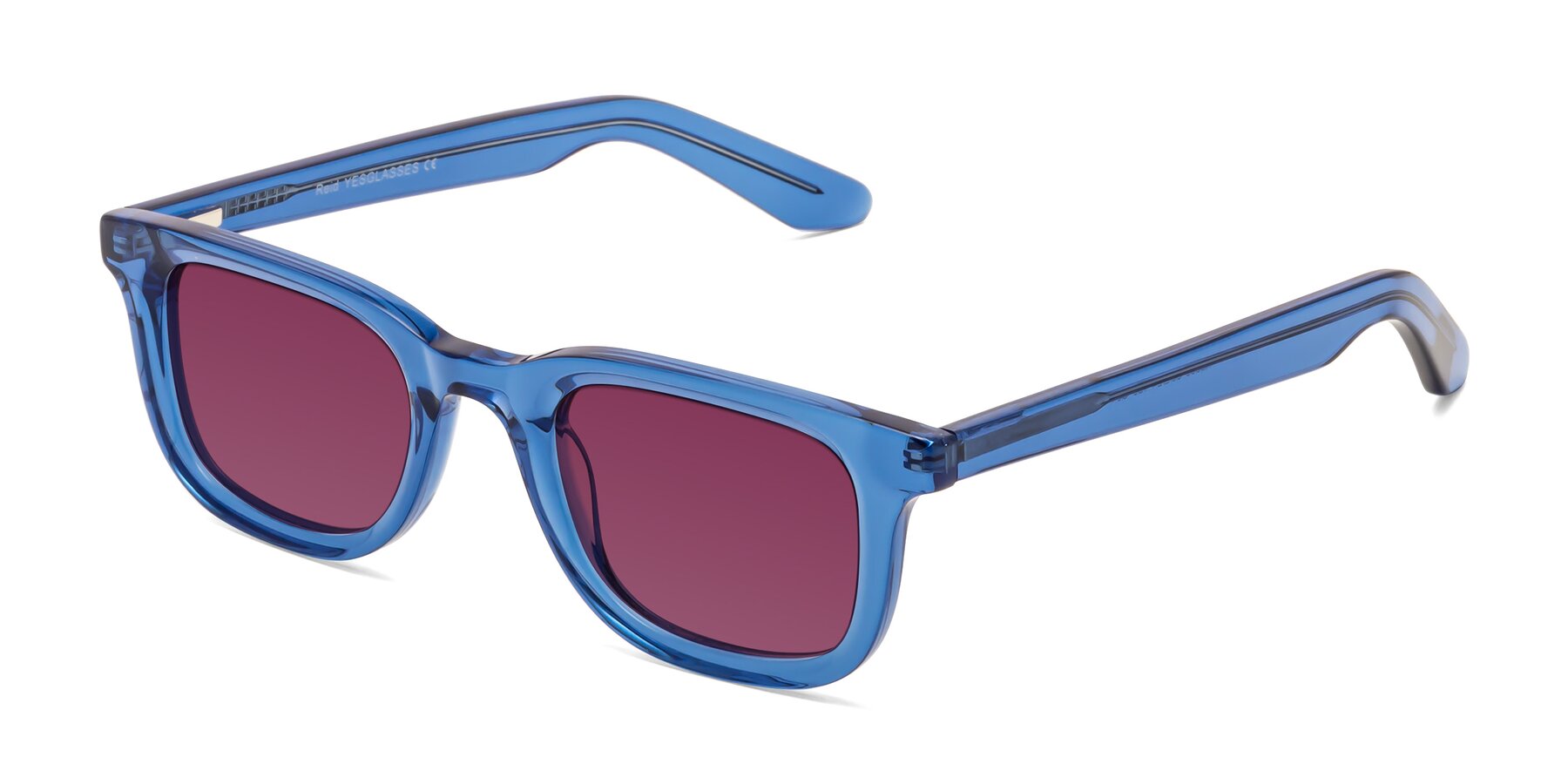 Angle of Reid in Crystal Blue with Wine Tinted Lenses