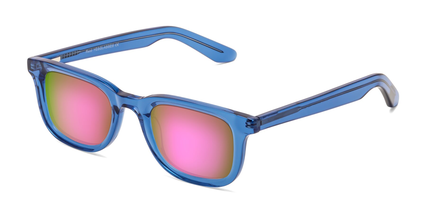 Angle of Reid in Crystal Blue with Pink Mirrored Lenses