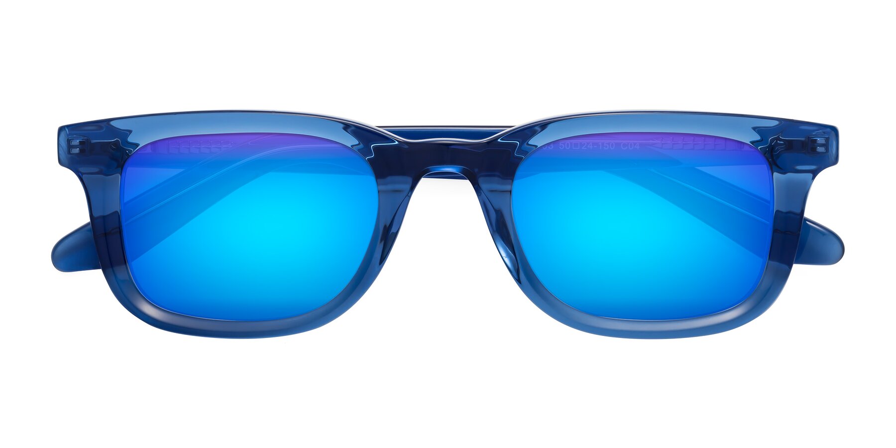 Folded Front of Reid in Crystal Blue with Blue Mirrored Lenses