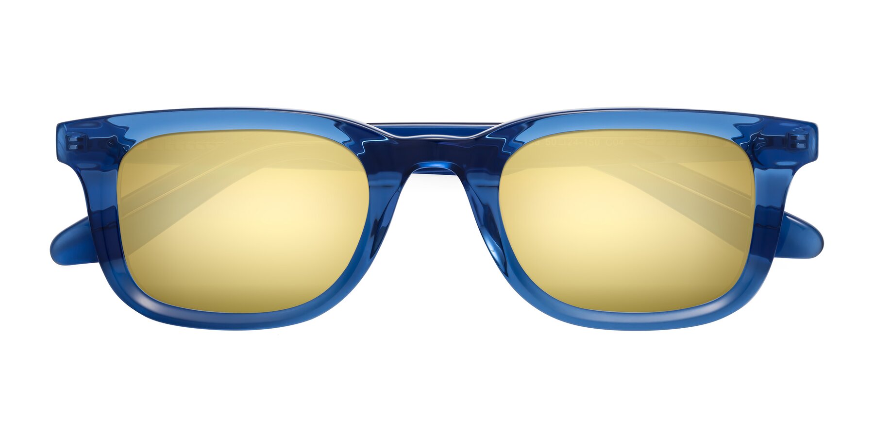 Folded Front of Reid in Crystal Blue with Gold Mirrored Lenses