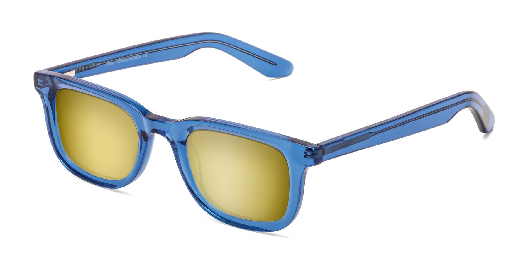 Angle of Reid in Crystal Blue with Gold Mirrored Lenses