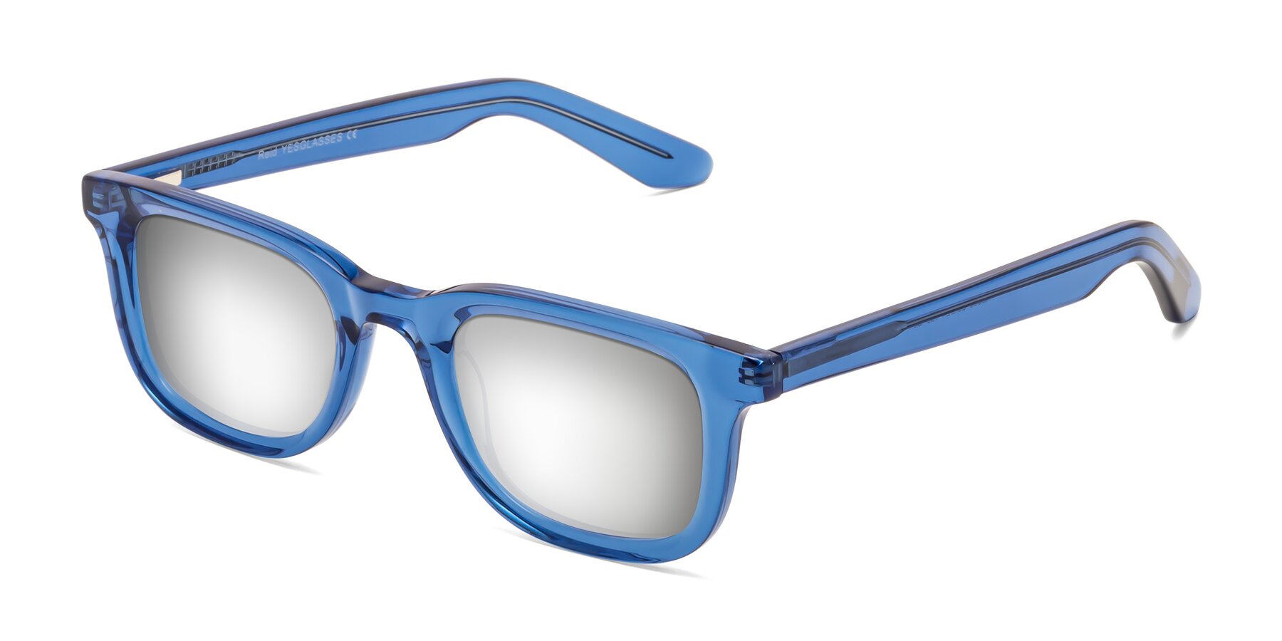 Angle of Reid in Crystal Blue with Silver Mirrored Lenses