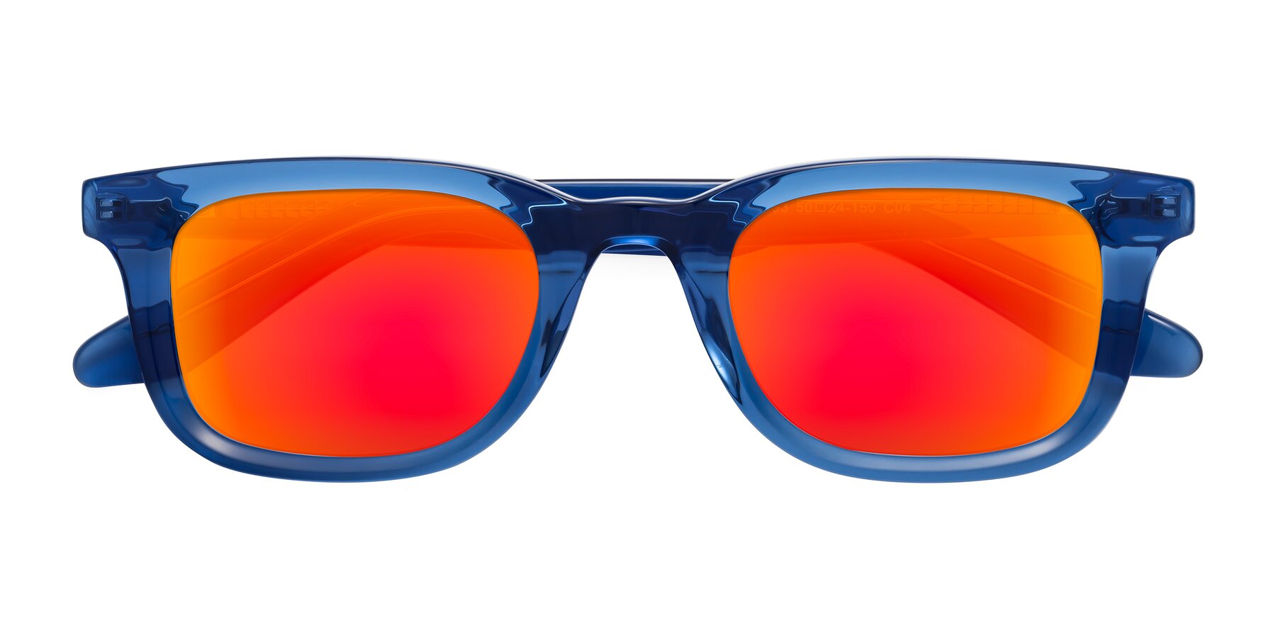 Folded Front of Reid in Crystal Blue with Red Gold Mirrored Lenses