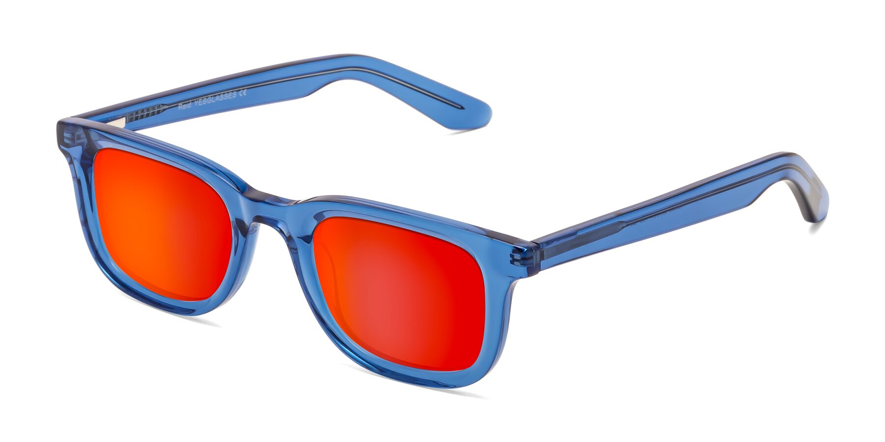 Angle of Reid in Crystal Blue with Red Gold Mirrored Lenses