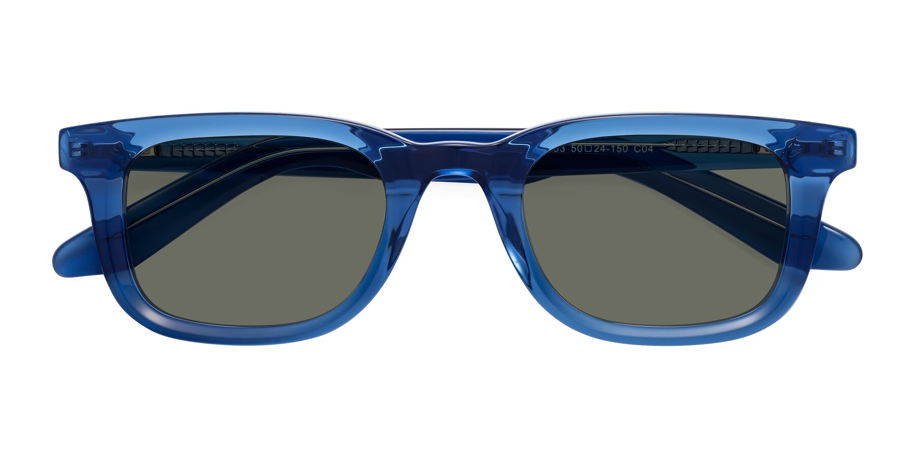 Folded Front of Reid in Crystal Blue with Gray Polarized Lenses