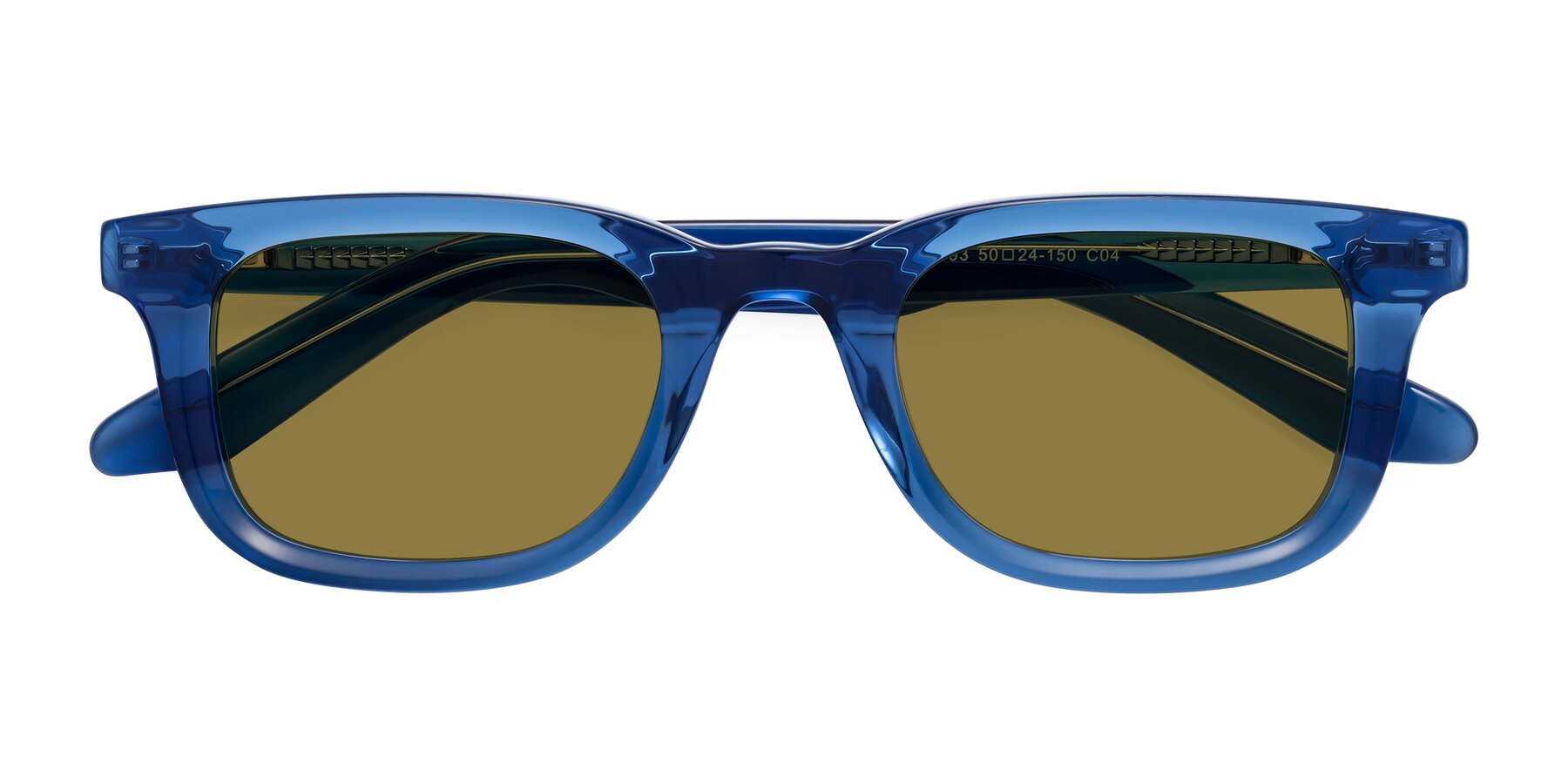 Folded Front of Reid in Crystal Blue with Brown Polarized Lenses