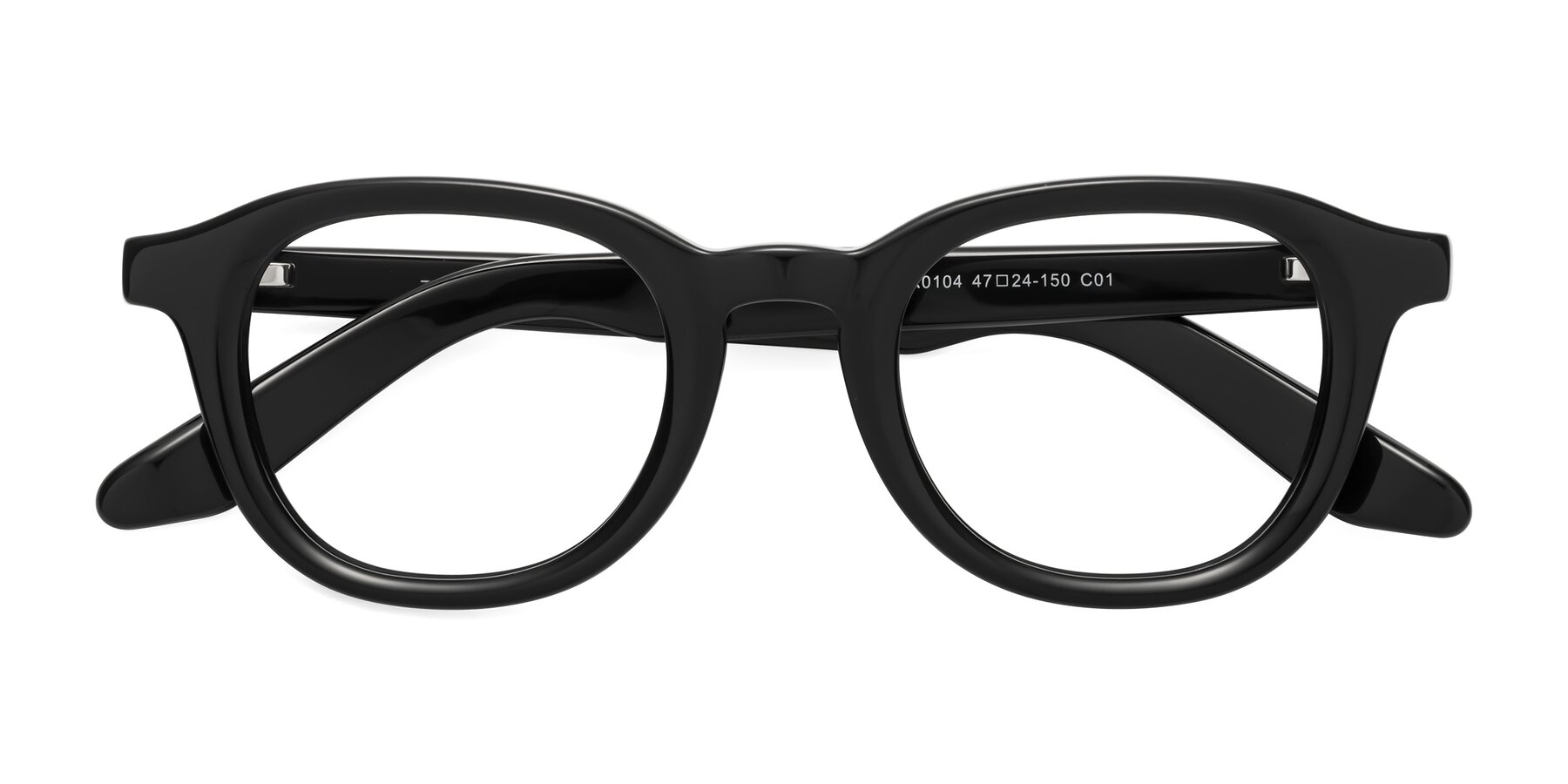 Folded Front of Titus in Black with Clear Eyeglass Lenses