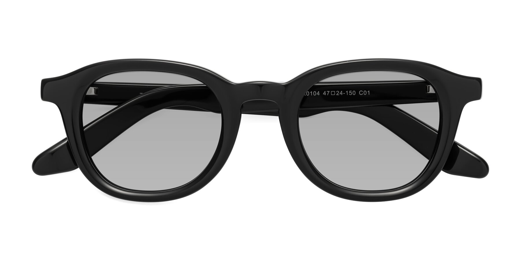 Folded Front of Titus in Black with Light Gray Tinted Lenses