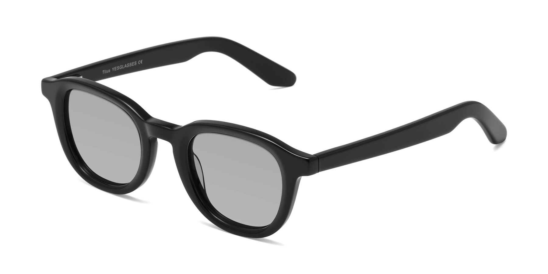 Angle of Titus in Black with Light Gray Tinted Lenses