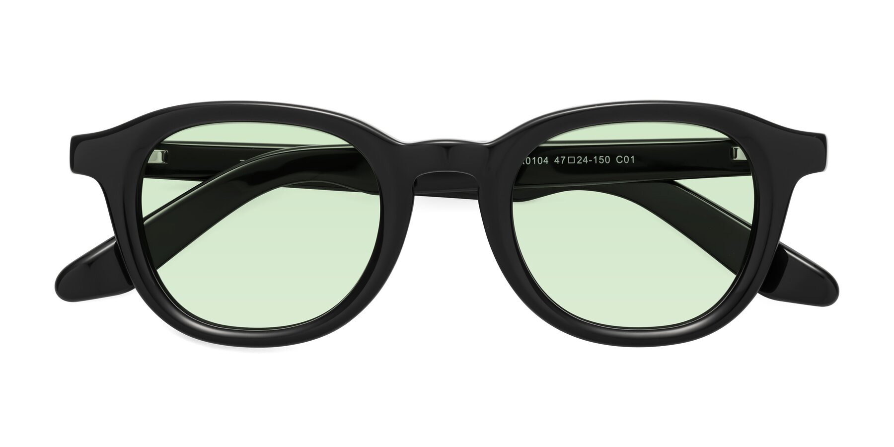 Folded Front of Titus in Black with Light Green Tinted Lenses