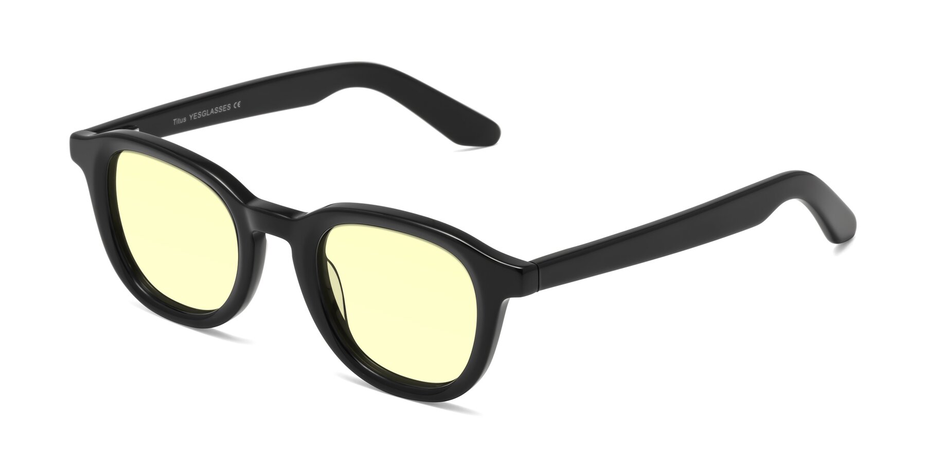 Angle of Titus in Black with Light Yellow Tinted Lenses