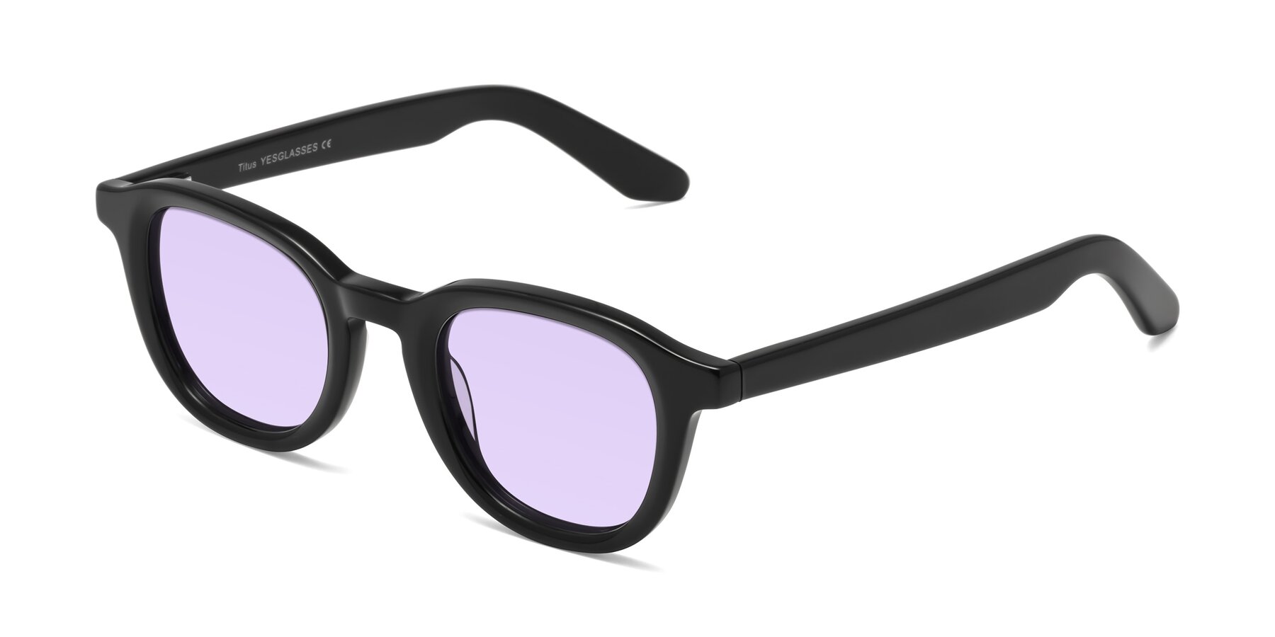 Angle of Titus in Black with Light Purple Tinted Lenses