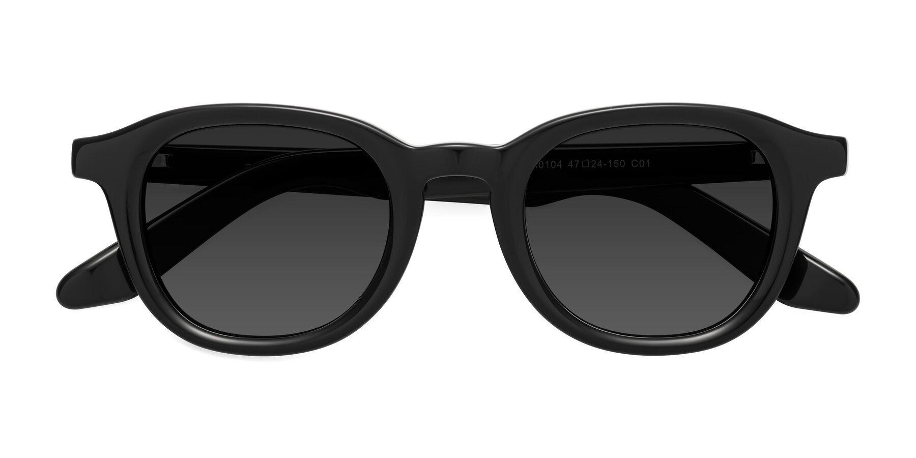 Folded Front of Titus in Black with Gray Tinted Lenses