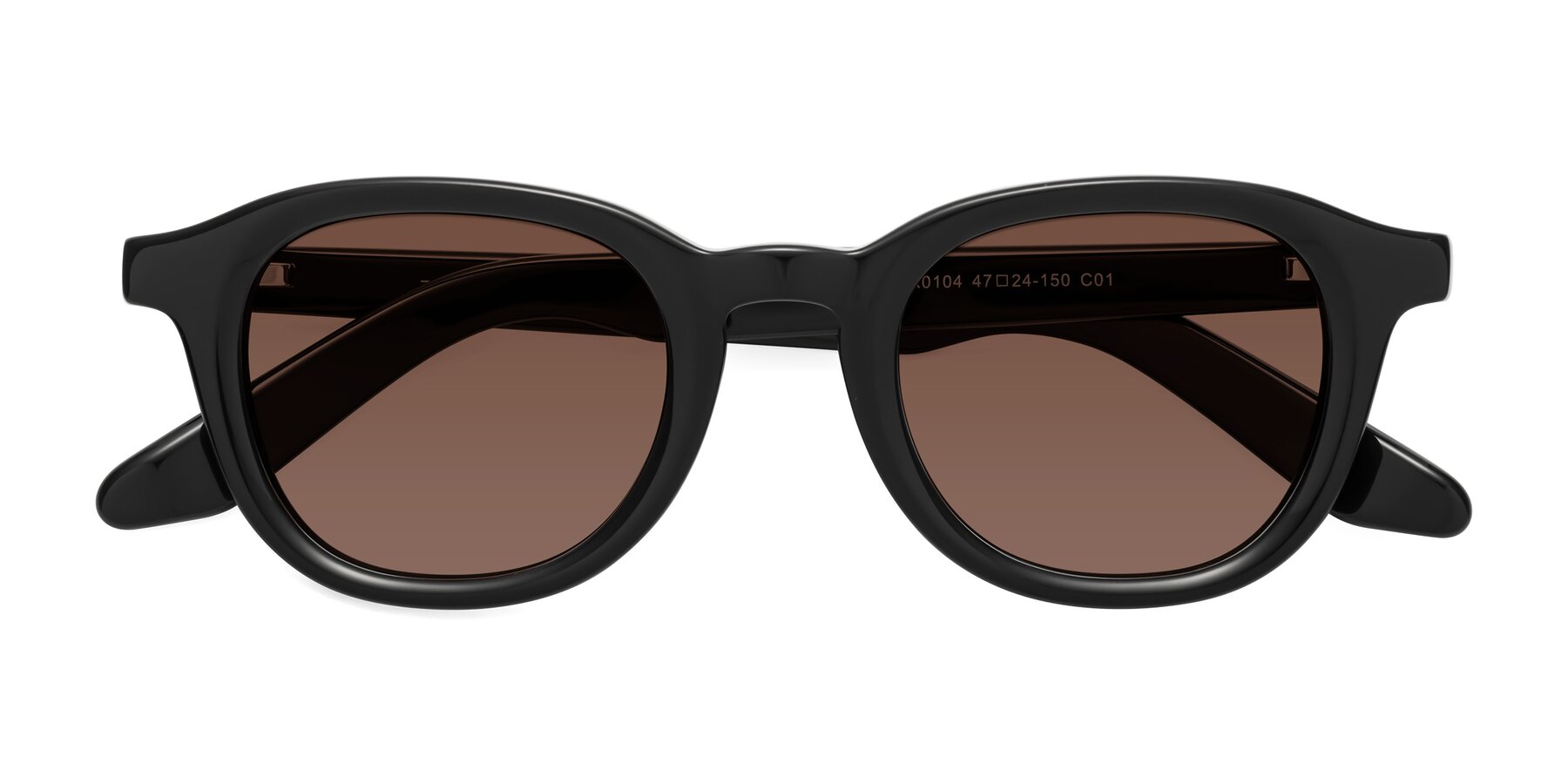 Folded Front of Titus in Black with Brown Tinted Lenses