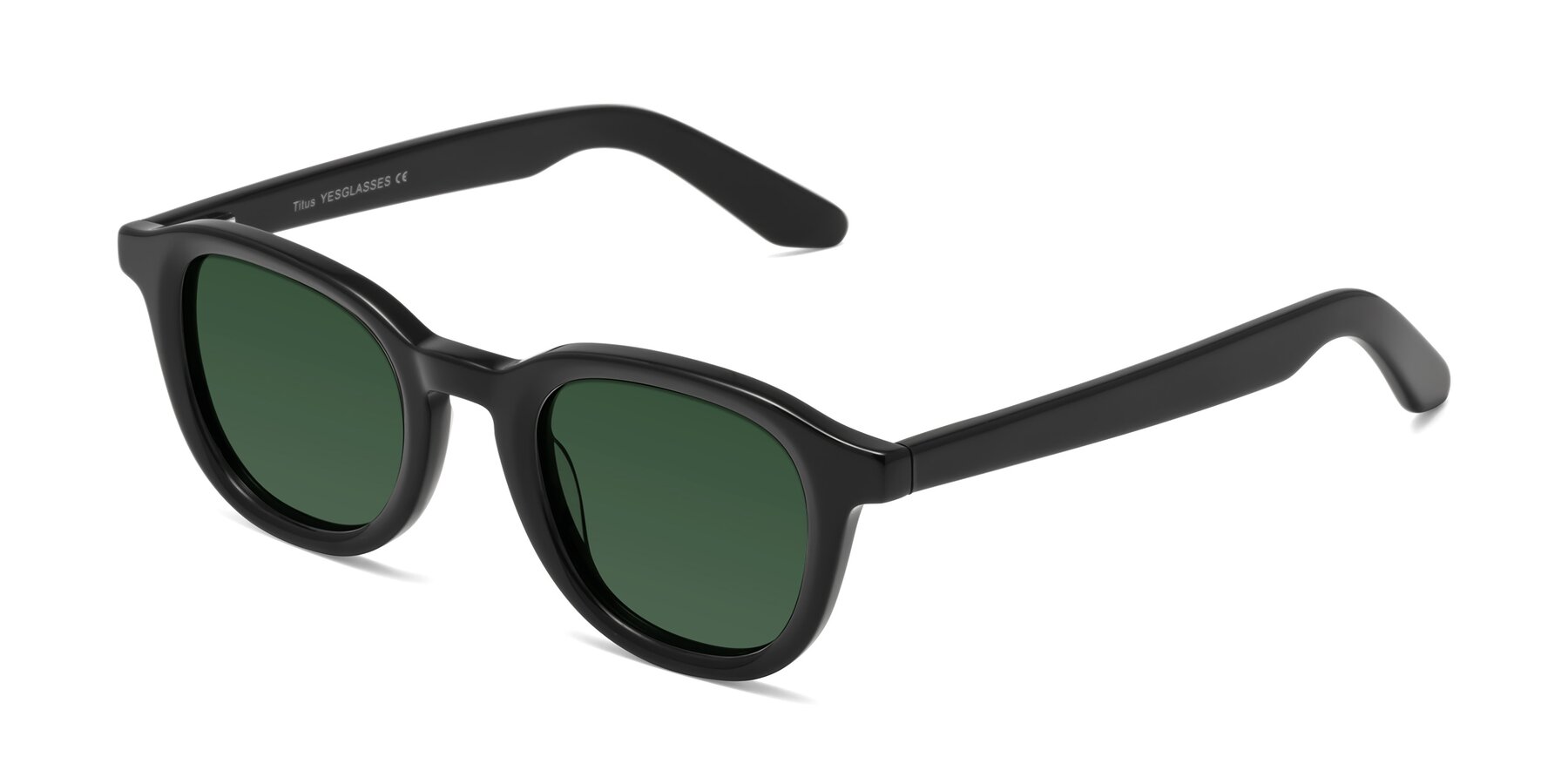 Angle of Titus in Black with Green Tinted Lenses