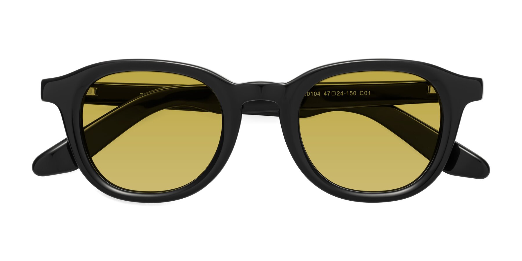 Folded Front of Titus in Black with Champagne Tinted Lenses