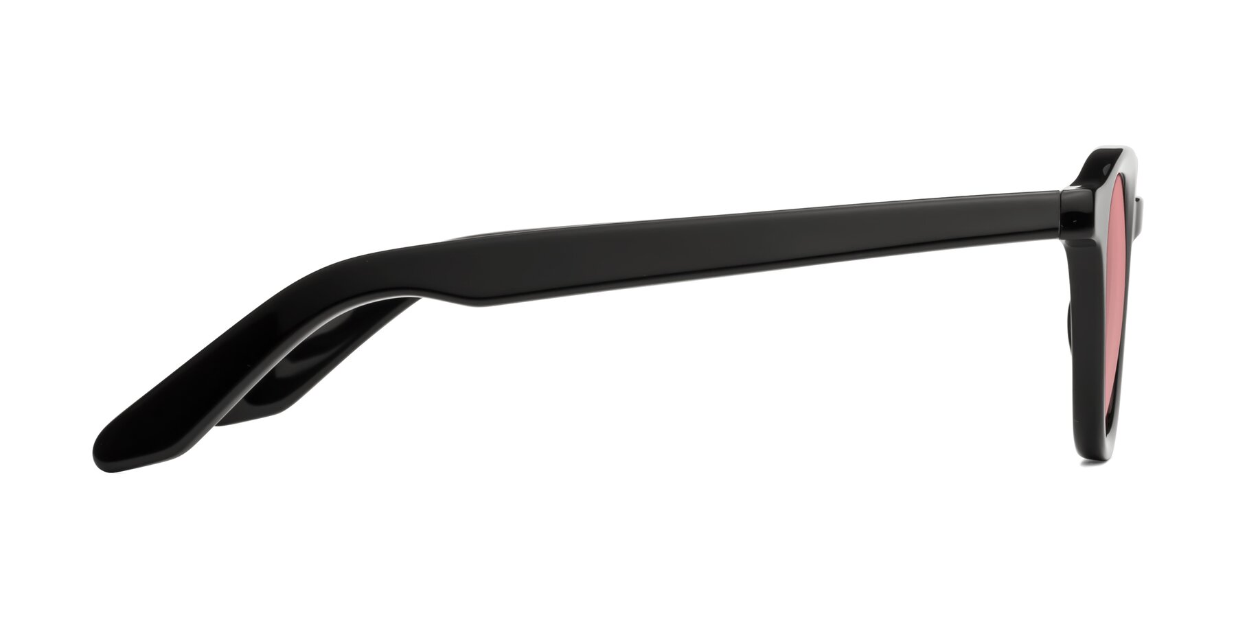 Side of Titus in Black with Medium Garnet Tinted Lenses