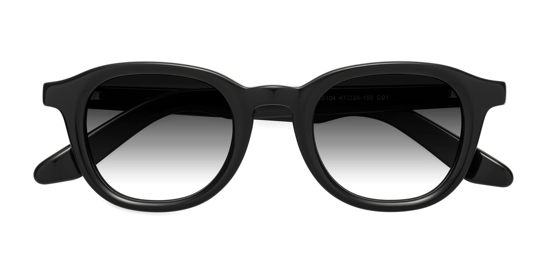 Folded Front of Titus in Black with Gray Gradient Lenses