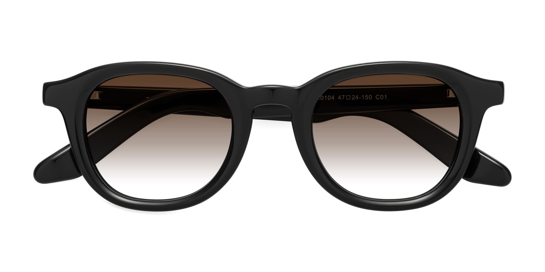 Folded Front of Titus in Black with Brown Gradient Lenses