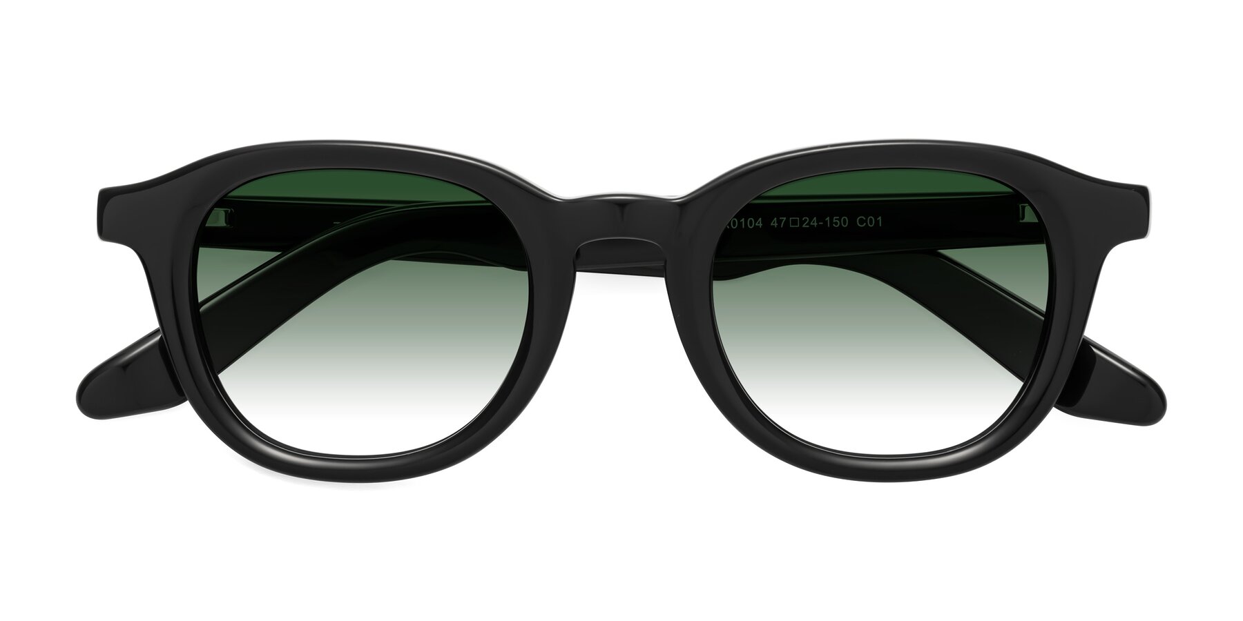 Folded Front of Titus in Black with Green Gradient Lenses