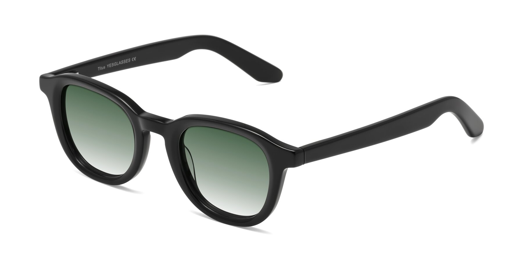 Angle of Titus in Black with Green Gradient Lenses