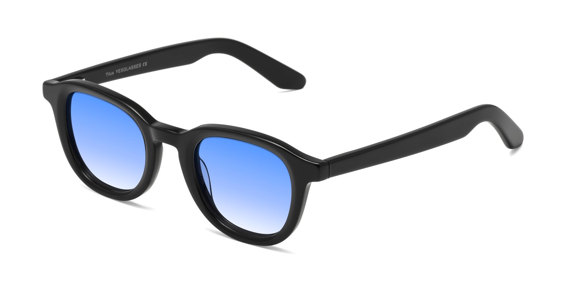 Angle of Titus in Black with Blue Gradient Lenses