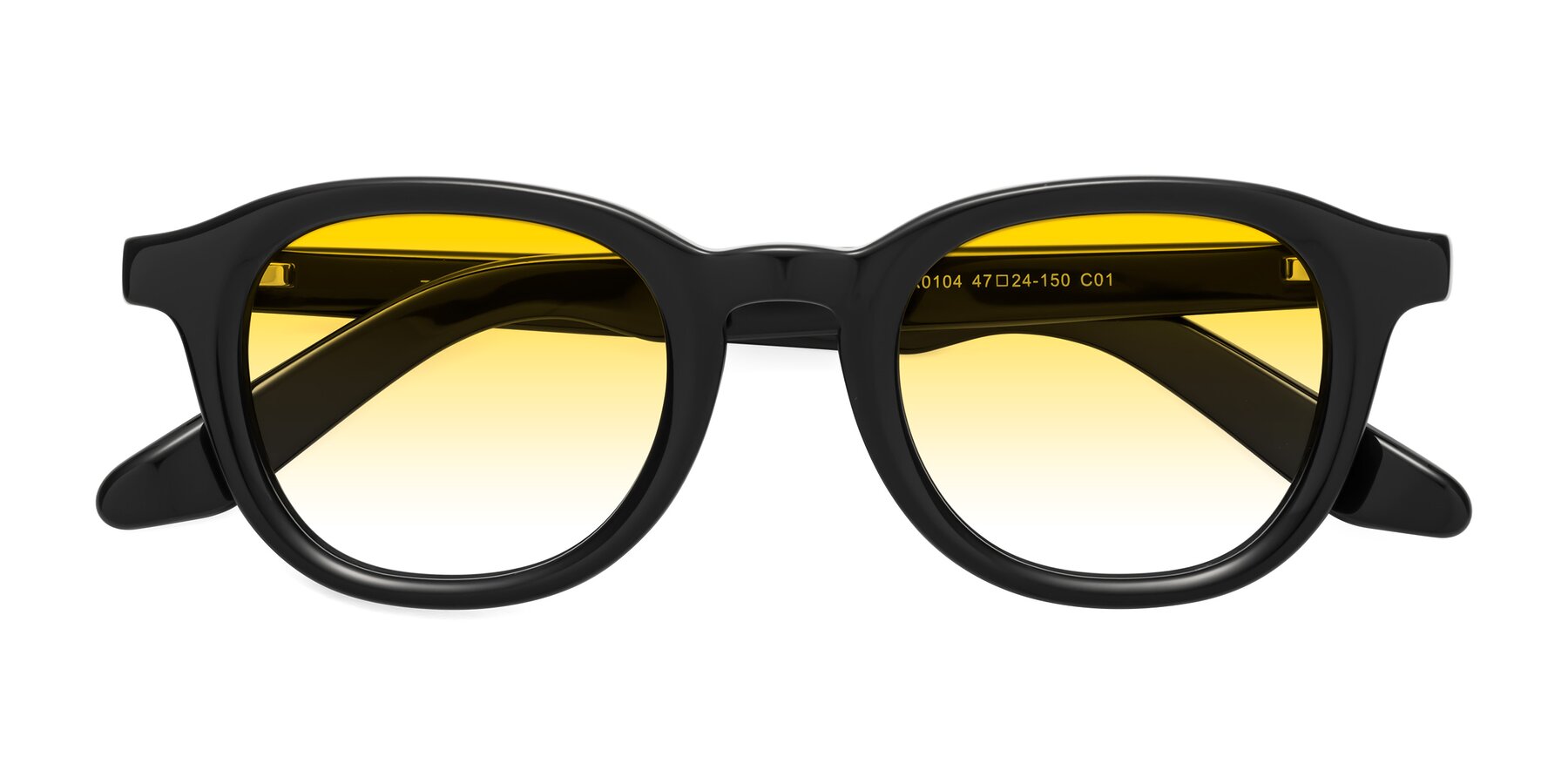 Folded Front of Titus in Black with Yellow Gradient Lenses