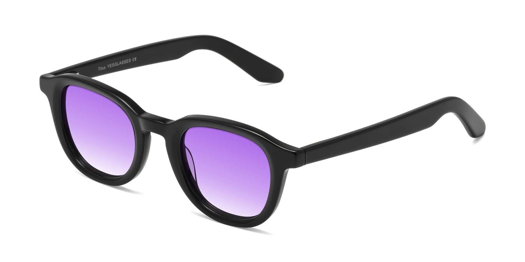 Angle of Titus in Black with Purple Gradient Lenses