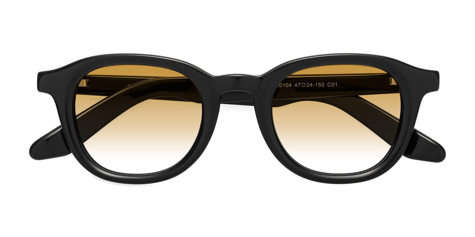 Folded Front of Titus in Black with Champagne Gradient Lenses