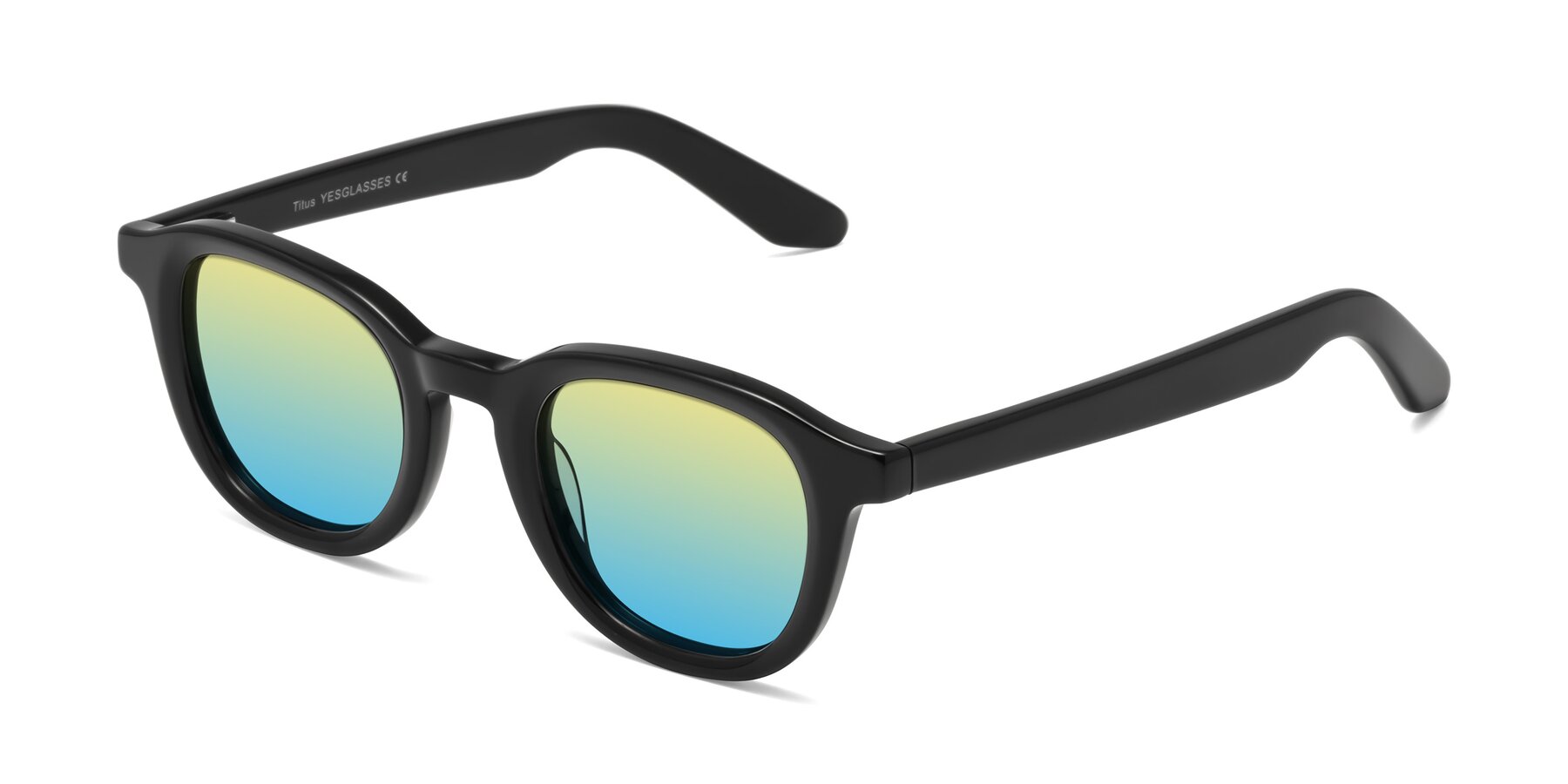 Angle of Titus in Black with Yellow / Blue Gradient Lenses
