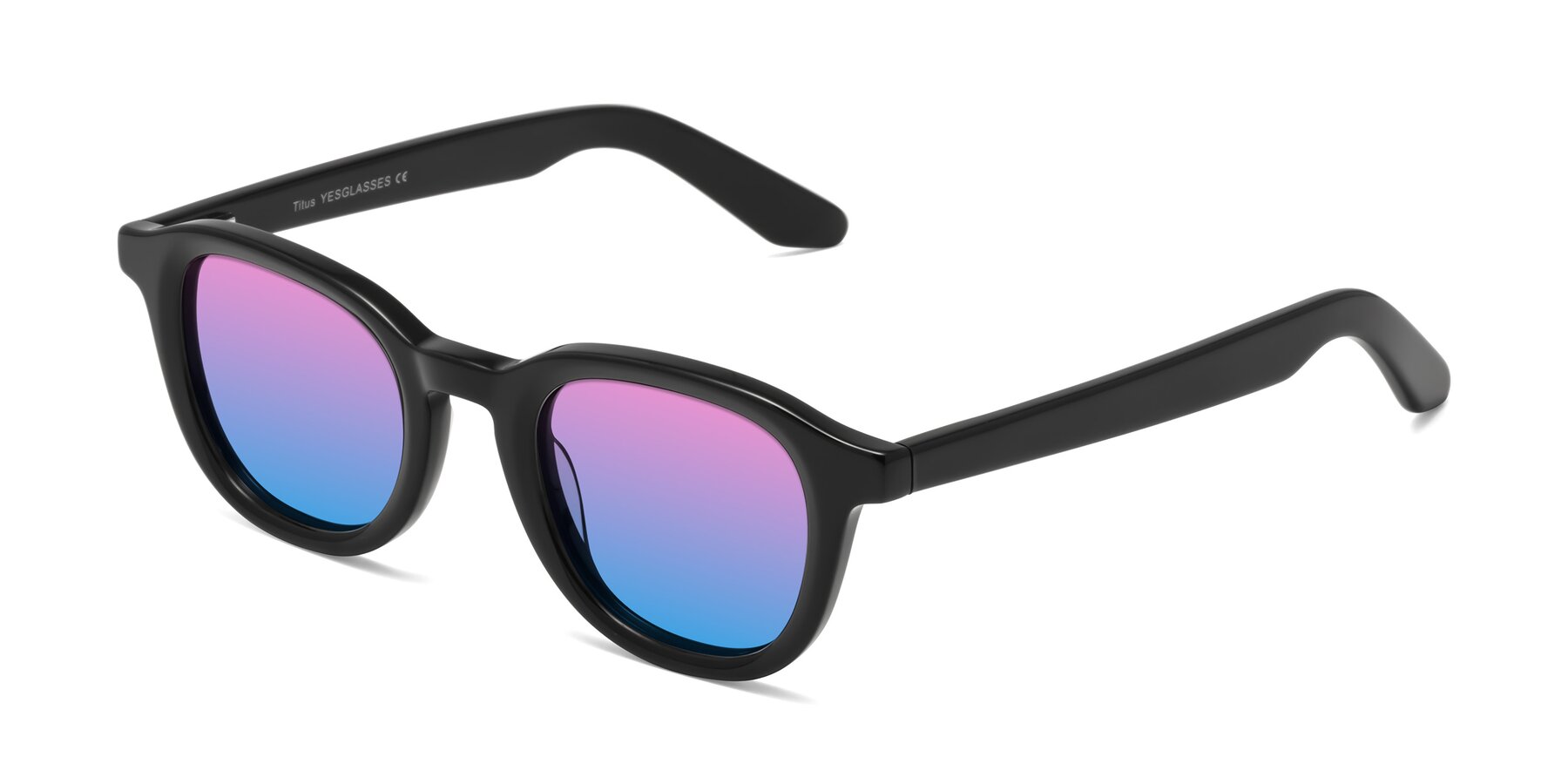 Angle of Titus in Black with Pink / Blue Gradient Lenses