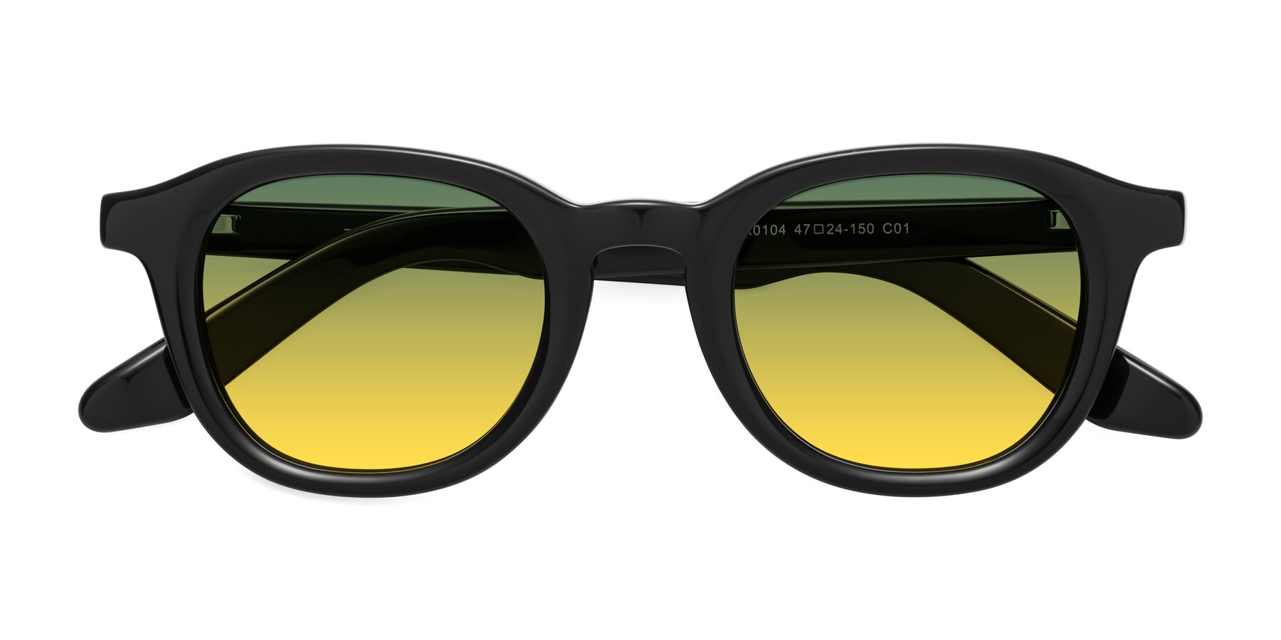 Folded Front of Titus in Black with Green / Yellow Gradient Lenses
